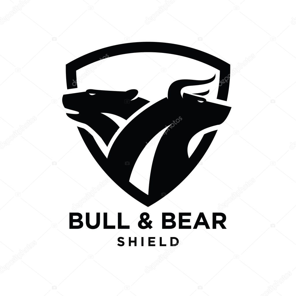 Bear and bull vector logo design players on Exchange and traders on a stock market