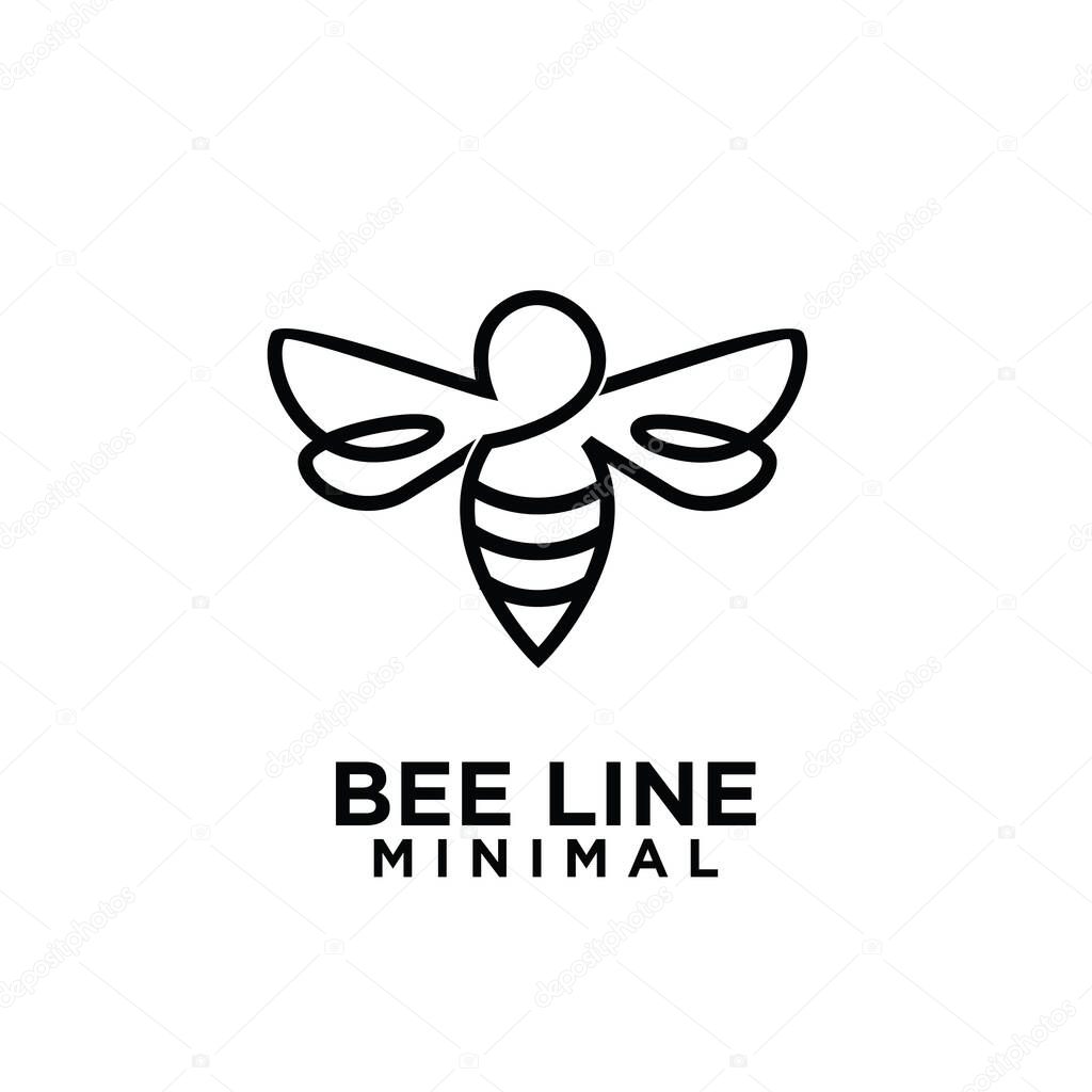 minimal big hornet bee line vector logo