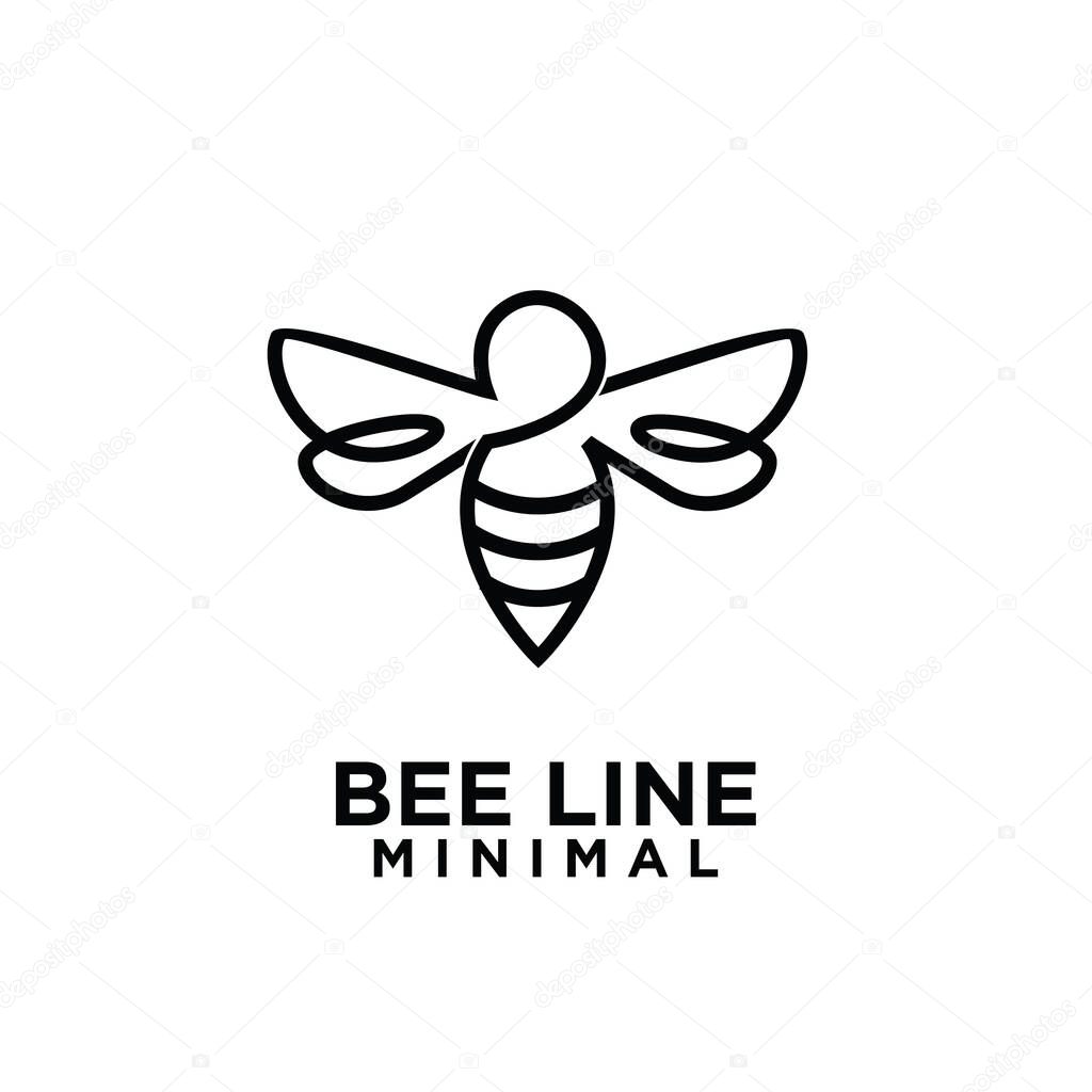 Minimal big hornet bee line vector logo