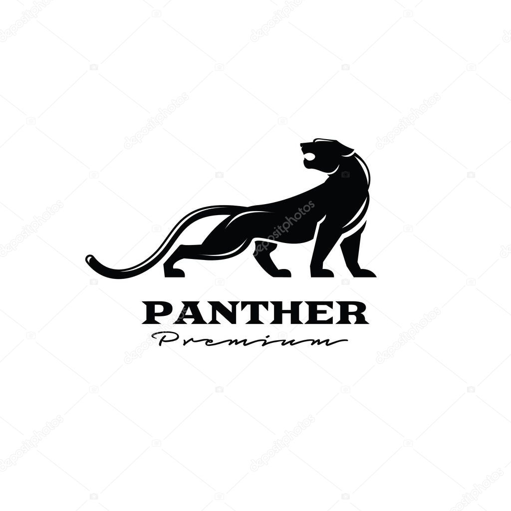 Premium black panther vector logo illustration design