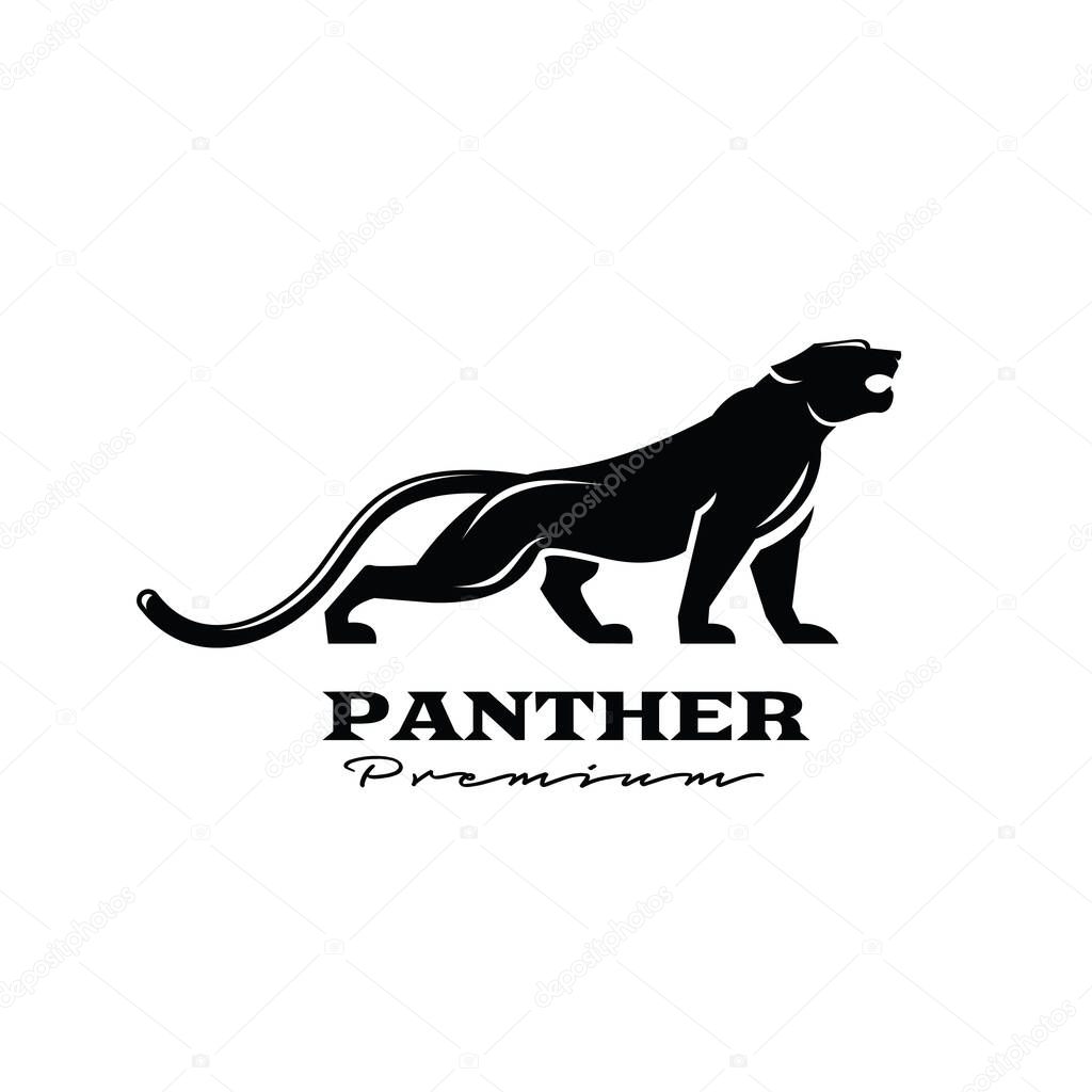 Premium black panther vector logo illustration design