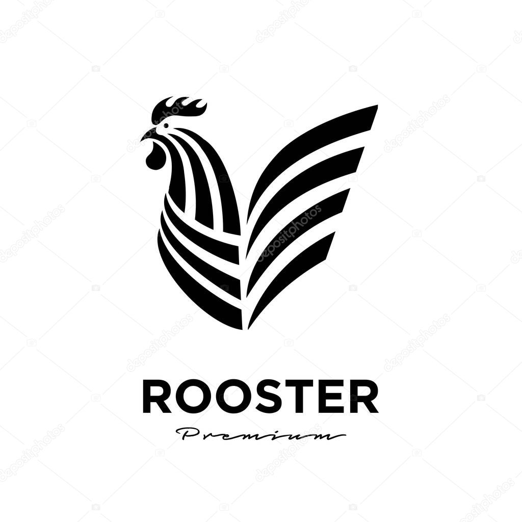 Abstract Rooster line icon logo design template Vector Illustration