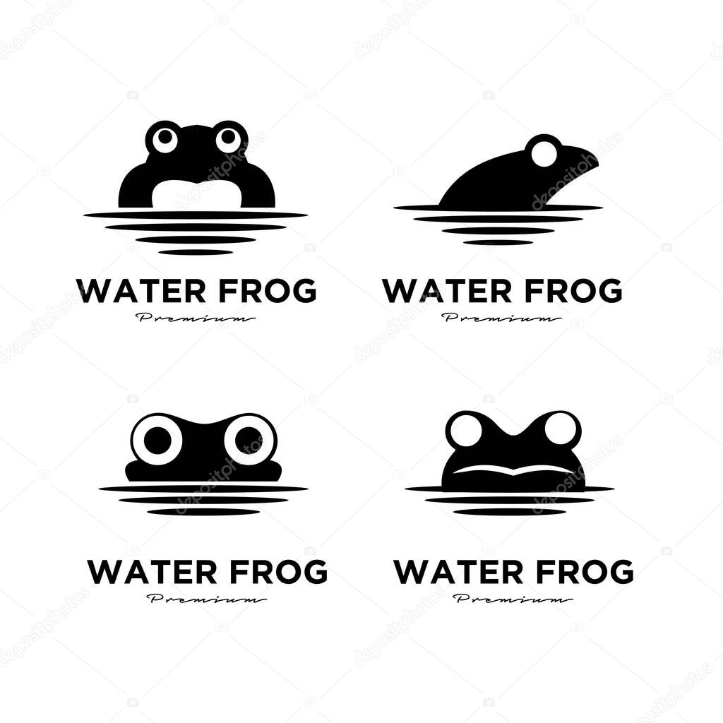 Set collection Water Frog logo vector design template, Silhouette animal, Illustration isolated background