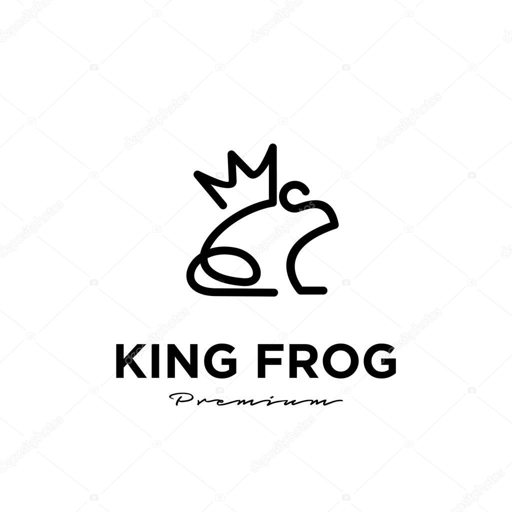 King frog line vector logo illustration design