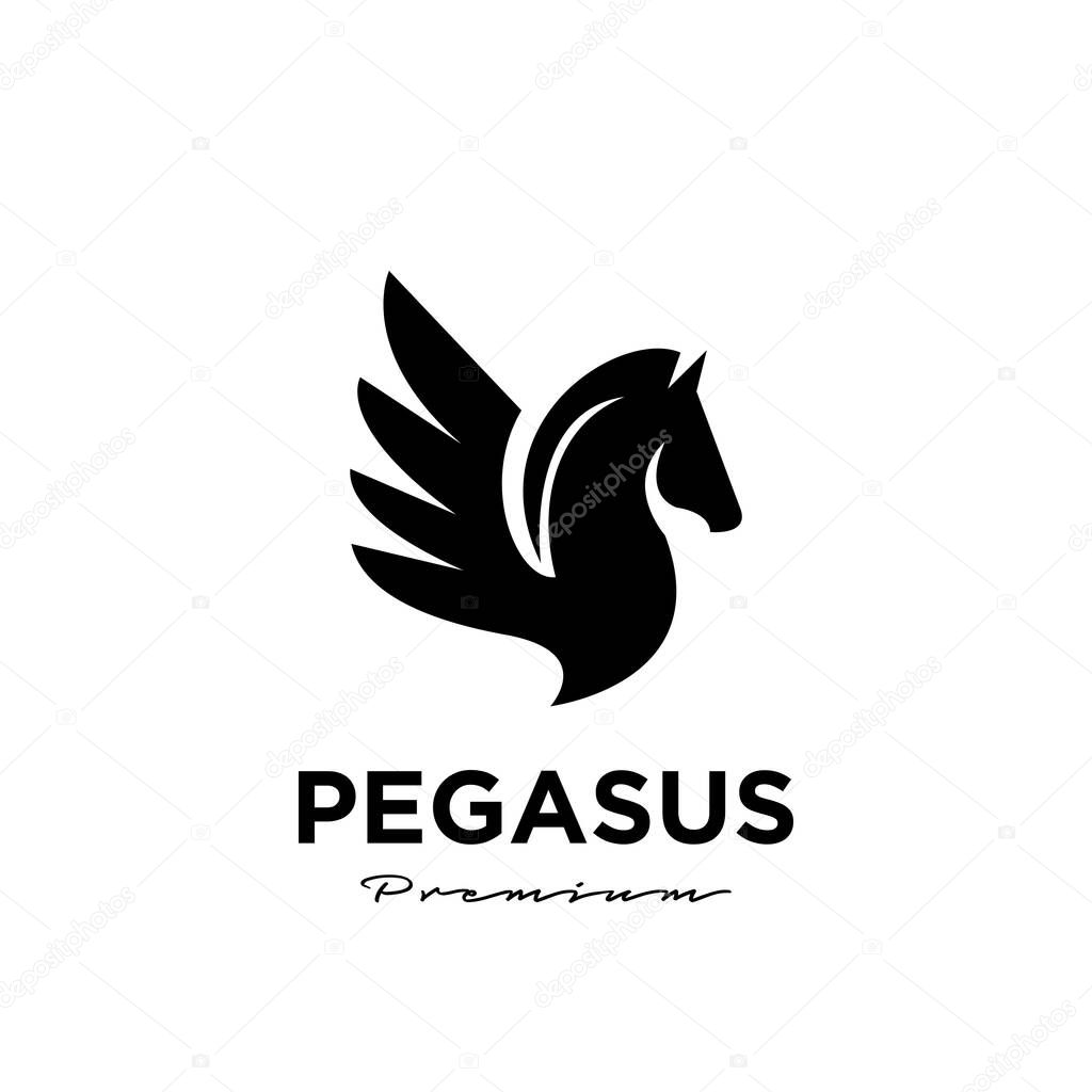 Pegasus Fly Horse, Black Horse, Design Inspiration Vector logo