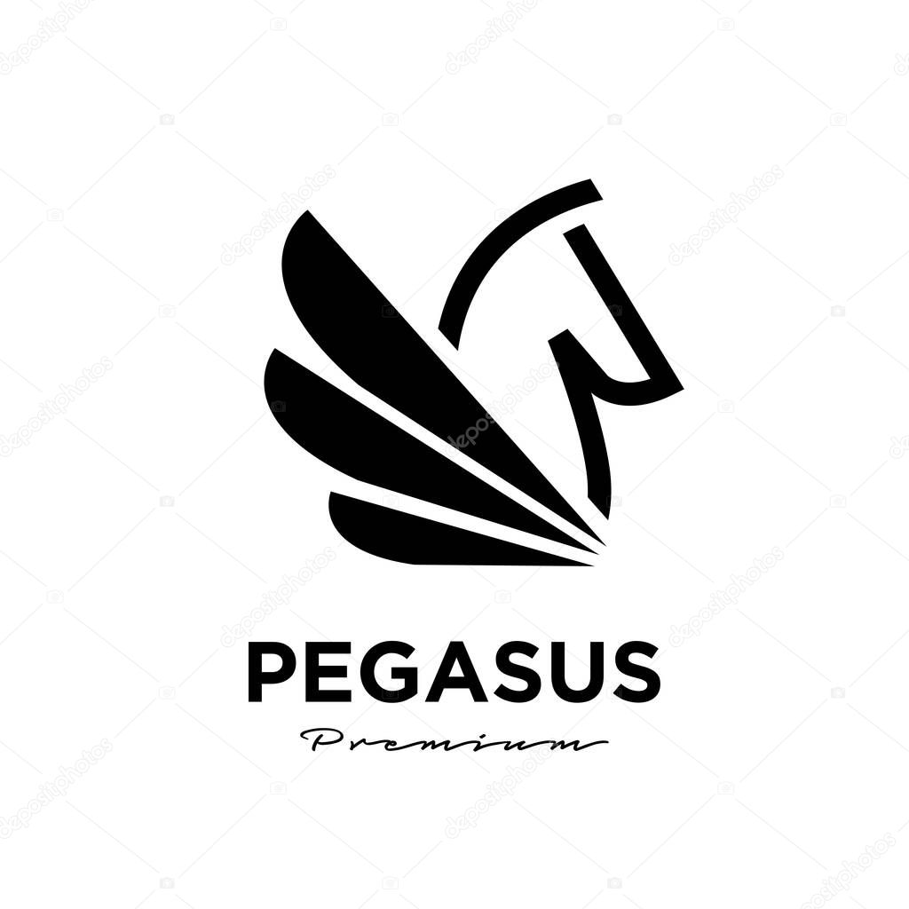 Pegasus Fly Horse, Black Horse, Design Inspiration Vector logo