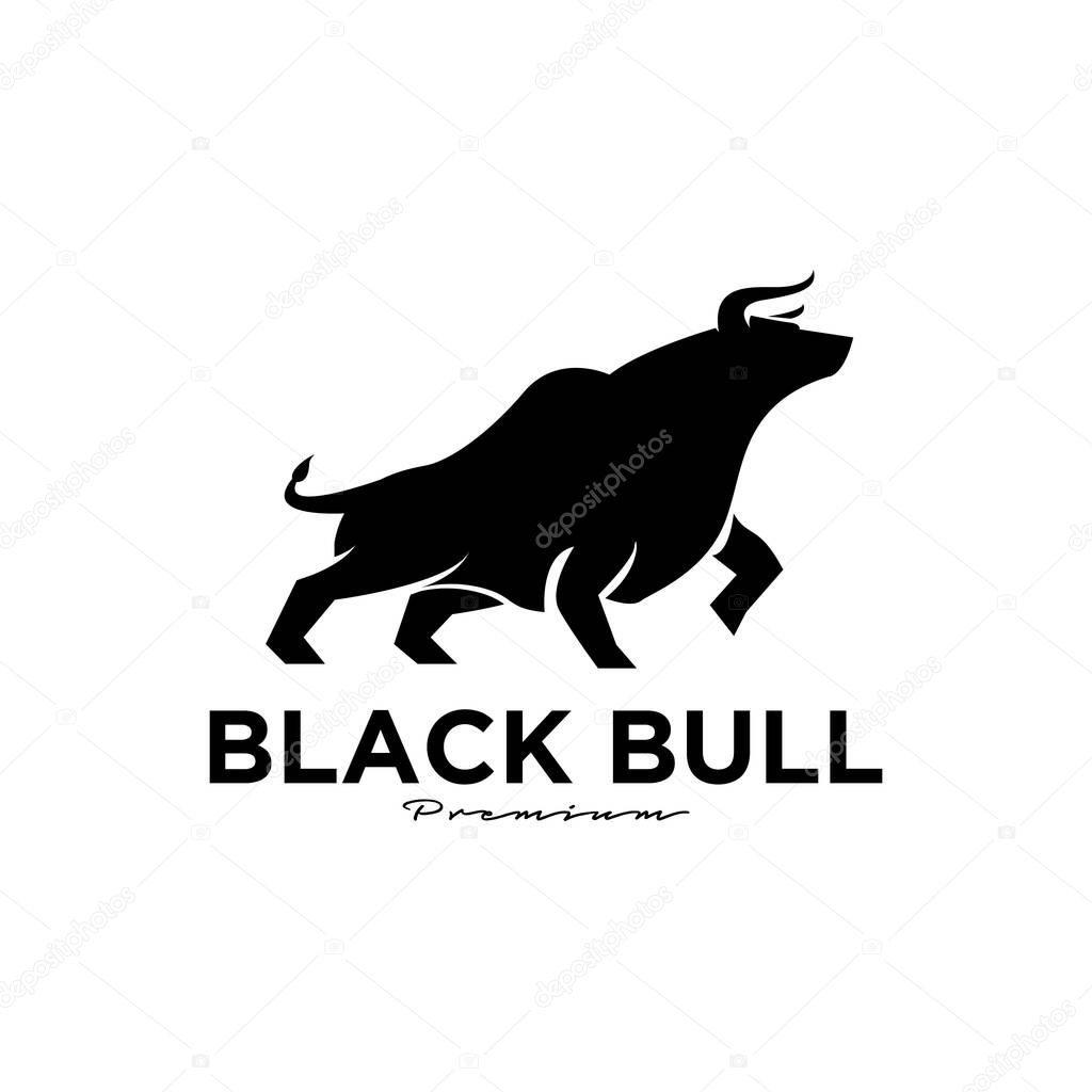 Angry black bull vector logo icon design illustration isolate white background