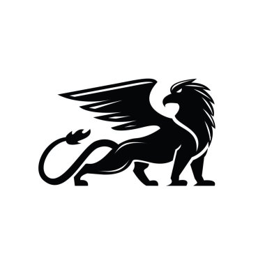 premium black minimal Griffin Mythical Creature Emblem mascot Vector Design