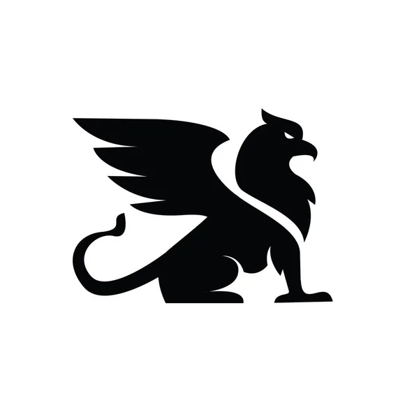 Premium Black Minimal Griffin Mythical Creature Emblem Mascot Vector Design — Stok fotoğraf