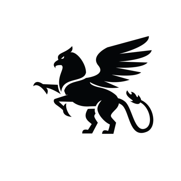 Premium Black Minimal Griffin Mythical Creature Emblem Mascot Vector Design — Stock fotografie