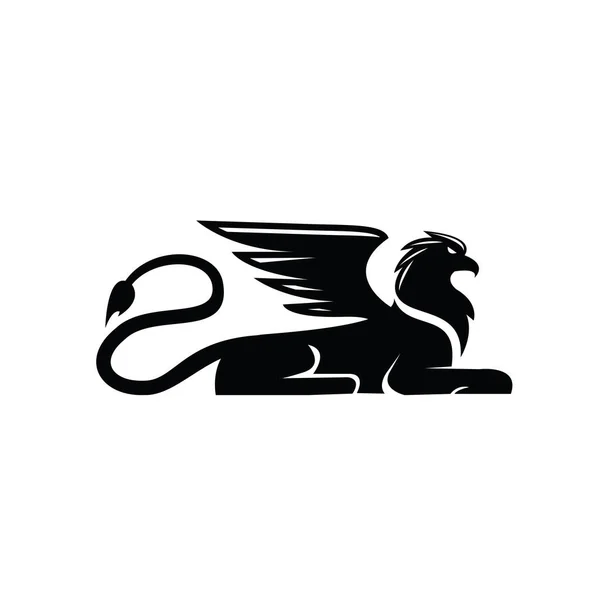 Premium Black Minimal Griffin Mythical Creature Emblem Mascot Vector Design — Photo
