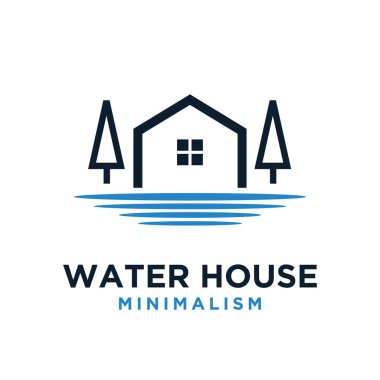 minimalism water house vector logo flat illustration
