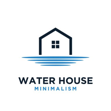minimalism water house vector logo flat illustration