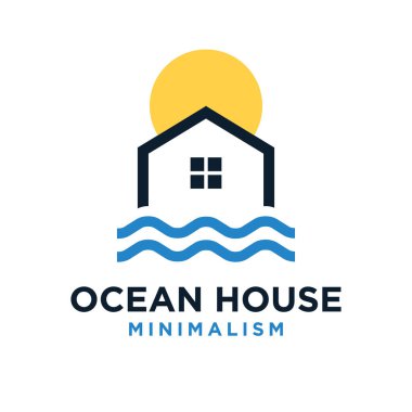 minimalism water house vector logo flat illustration