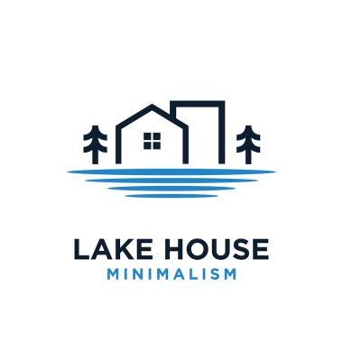 minimalism water house vector logo flat illustration clipart