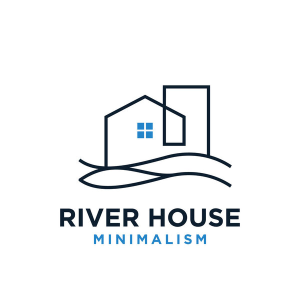 минимализм векторный логотип водного дома плоская иллюстрация