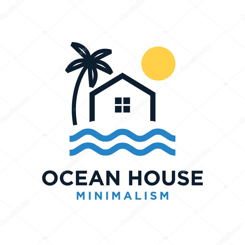 minimalism water house vector logo flat illustration