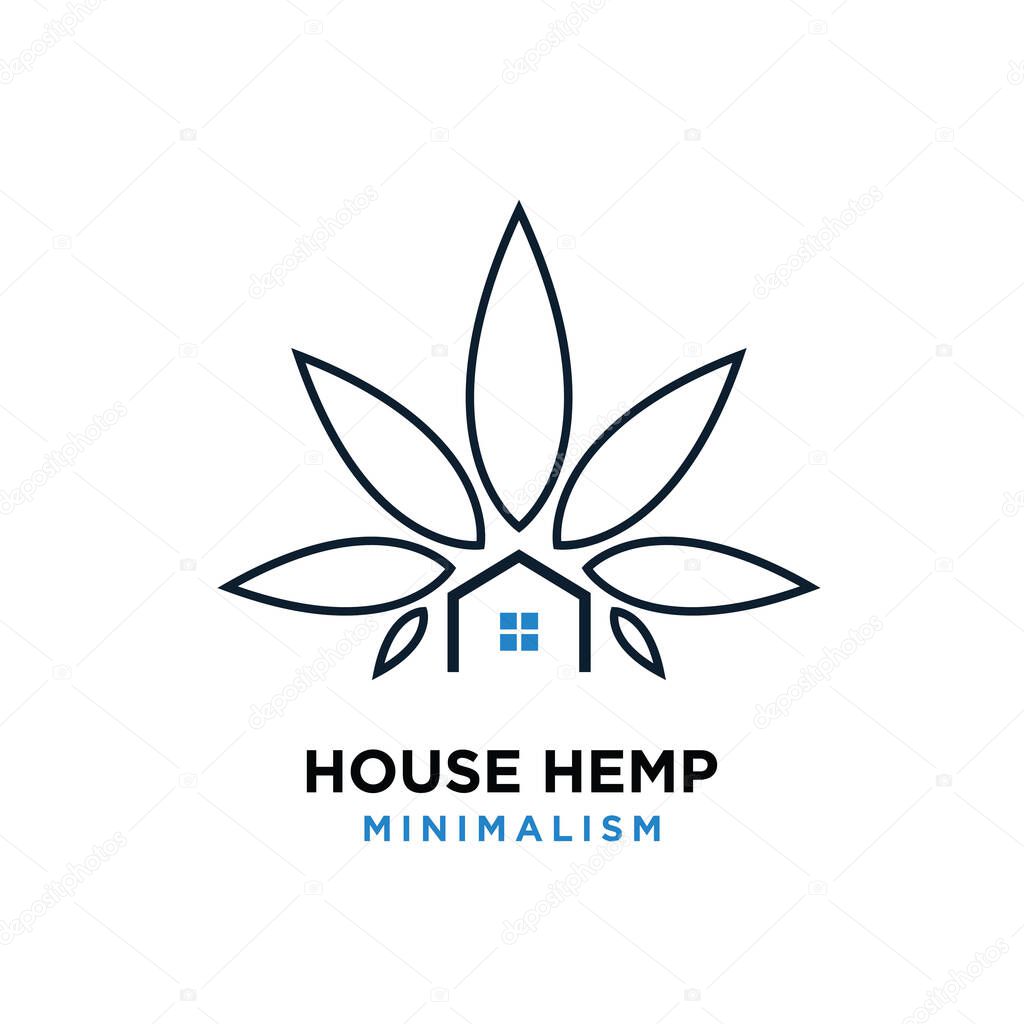 Premium house hemp line vector logo minimal design