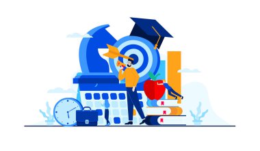 university education the students study on a campus vector flat illustration concept template background can be use for presentation web banner UI UX landing page