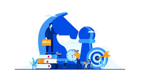 stock vector business management strategy with mini people worker businessman flat illustration vector design template banner