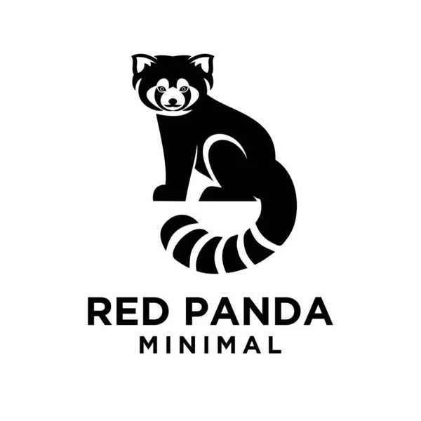 Red Panda Black Logo Icon Design Flat Illustration — Stok Vektör
