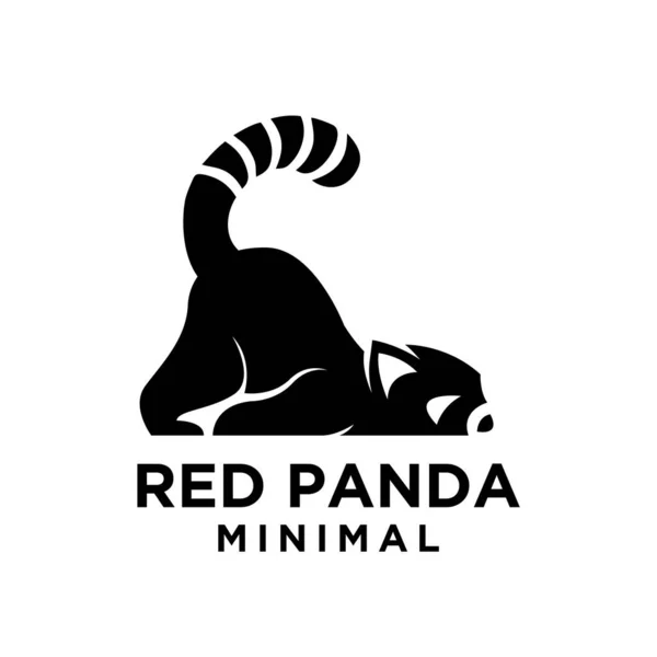 red panda black logo icon design flat illustration