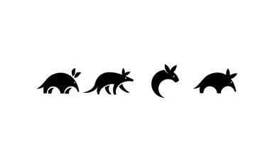set collection minimal aardvark black vector template logo icon design clipart