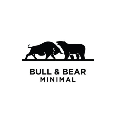 Ekonomi vektörü ile premium bull & bear finans siyah logo ikonu tasarımı izole arkaplan