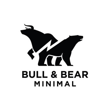 Ekonomi vektörü ile premium bull & bear finans siyah logo ikonu tasarımı izole arkaplan
