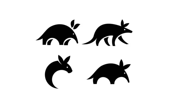 Nastavit Výběr Minimální Aardvark Černá Vektorová Šablona Logo Design Ikony — Stockový vektor