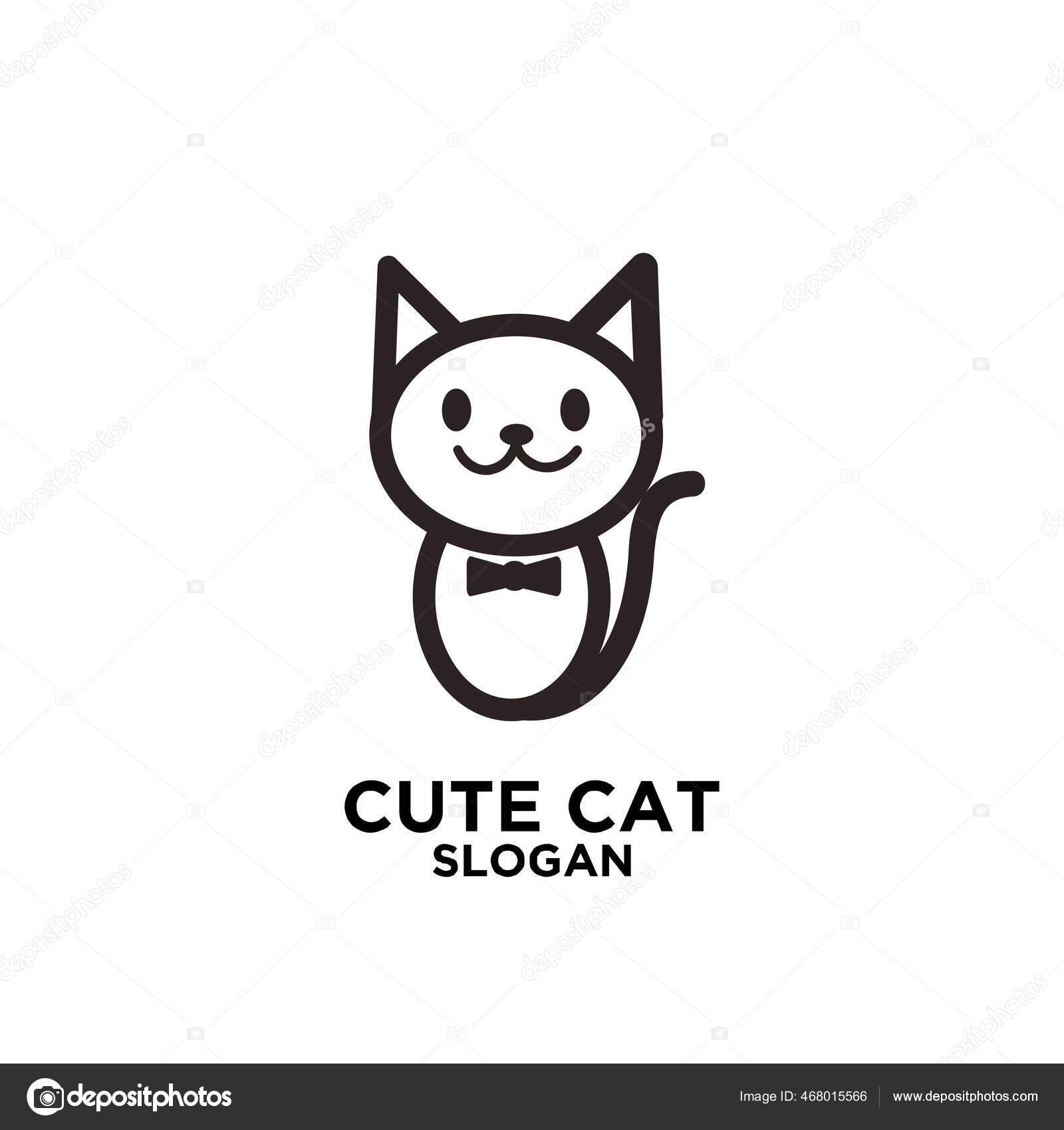 Cute cat icon symbol set on white Royalty Free Vector Image