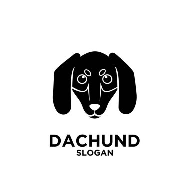 Dachshund baş köpek logosu tasarımı düz illüstrasyon simgesi