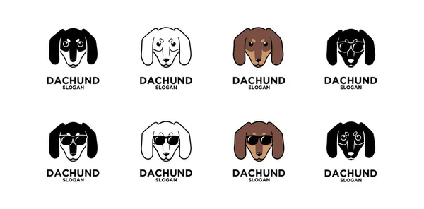 Taxshund Huvud Hund Logotyp Design Platt Illustration Ikon — Stock vektor