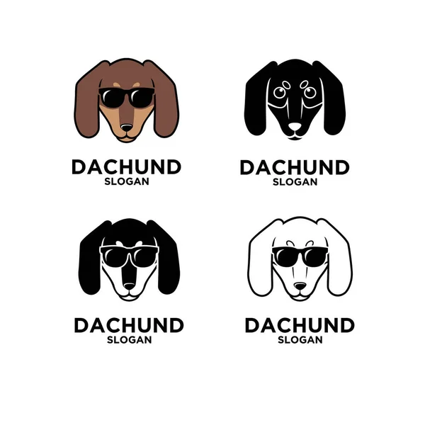 Dachshund头狗标志设计平面插图图标 — 图库矢量图片