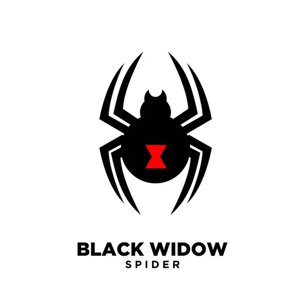Ilustración Plana Diseño Icono Logotipo Araña Viuda Negra Roja — Vector de stock