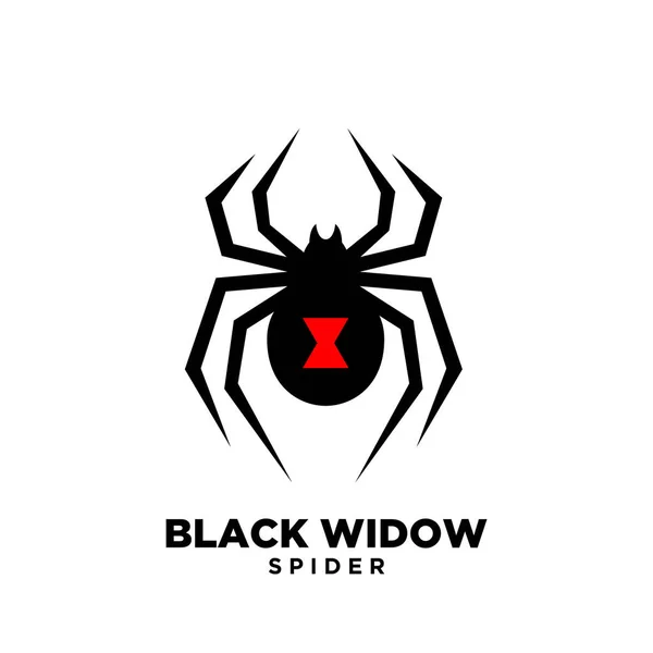 Ilustración Plana Diseño Icono Logotipo Araña Viuda Negra Roja — Vector de stock