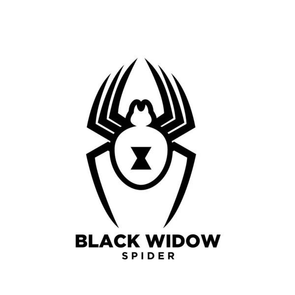 Czarny Wdowa Zarys Pająk Logo Projekt Płaski Nowoczesny Ilustracja — Wektor stockowy