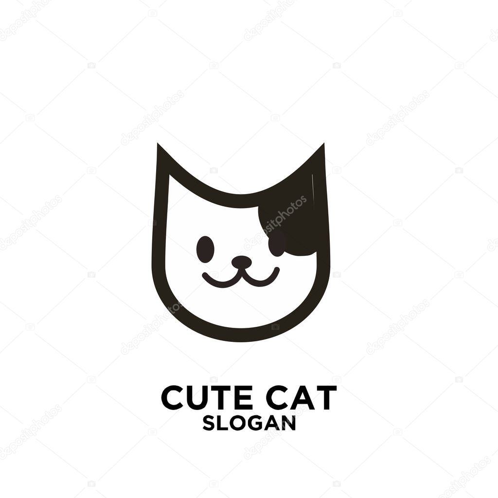 Simple minimalism cute cat vector icon logo design isolated background