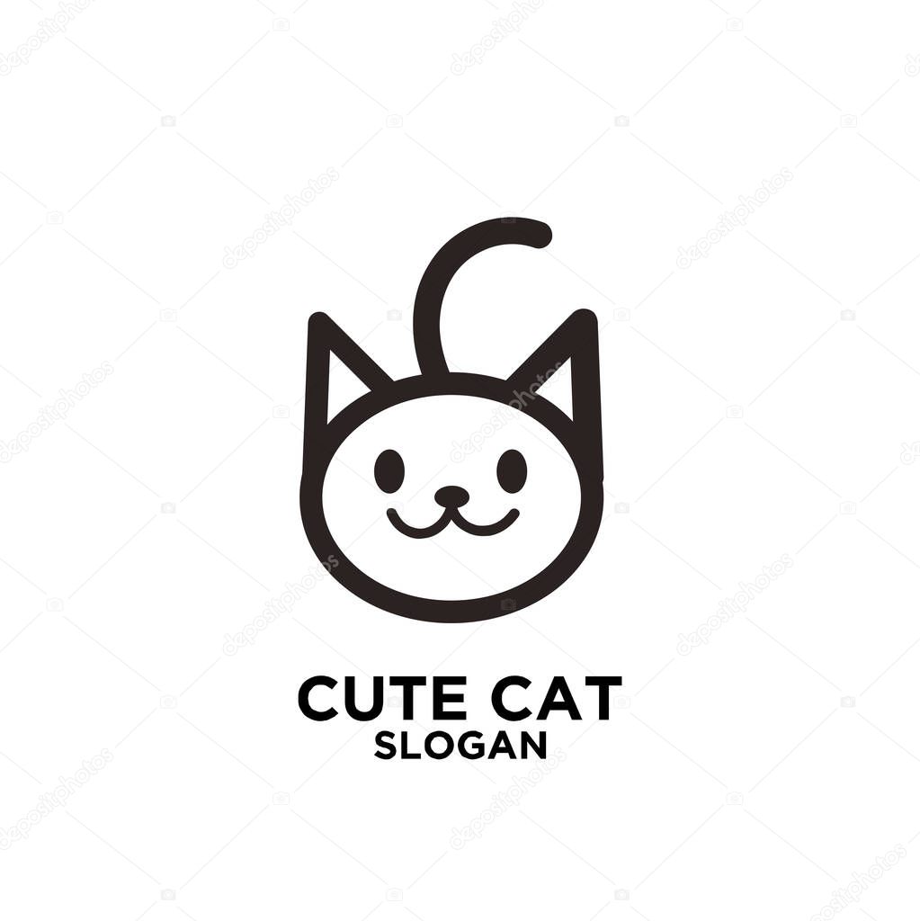 Simple minimalism cute cat vector icon logo design isolated background