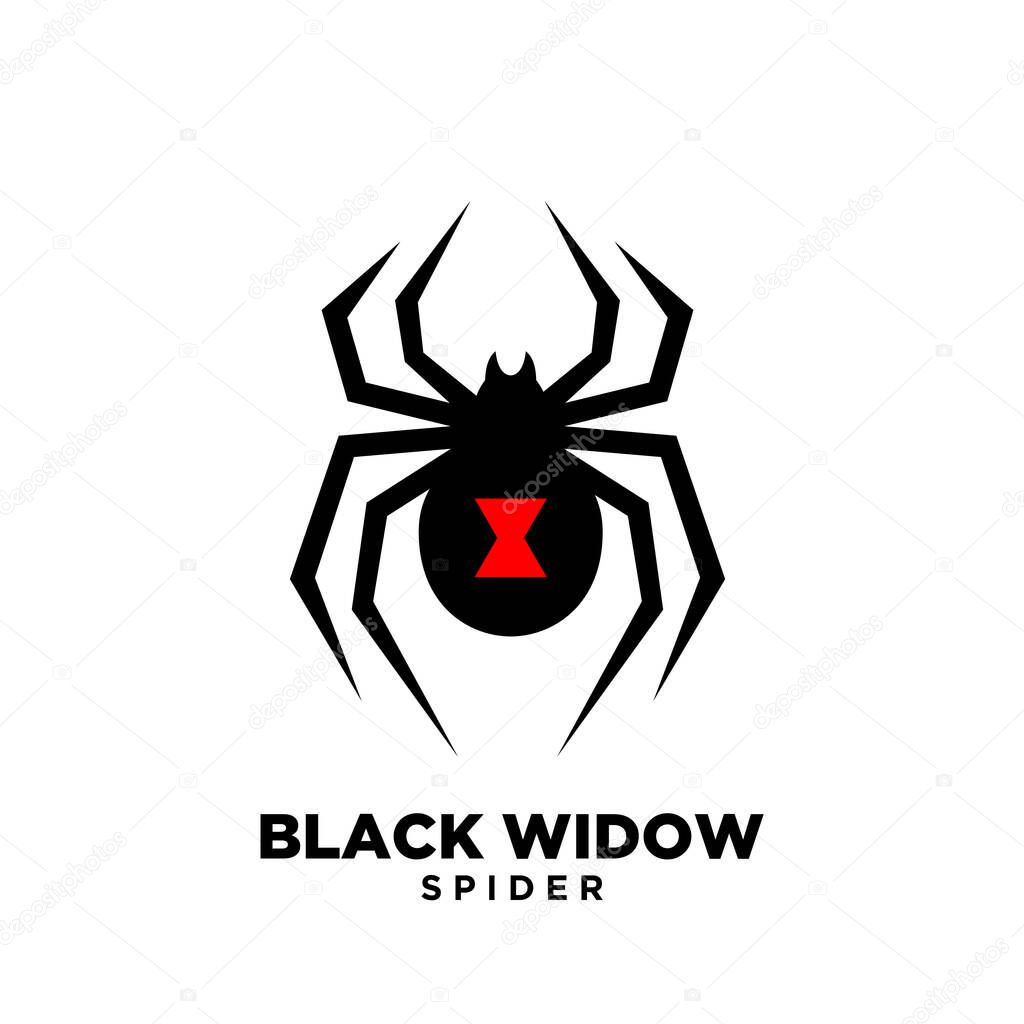 Red black widow spider logo icon design flat illustration