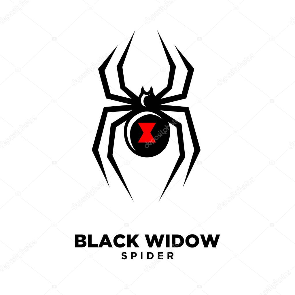Red black widow spider logo icon design flat illustration
