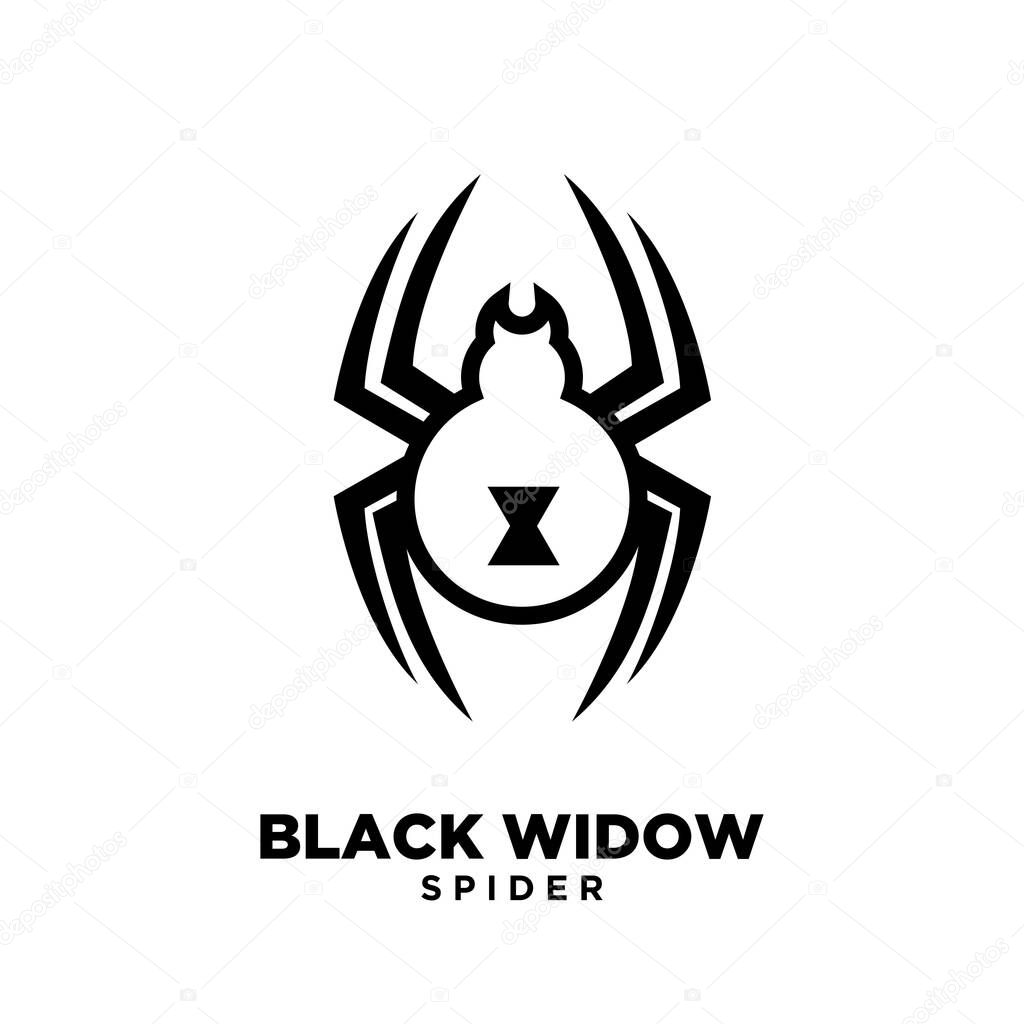 black widow outline spider logo design flat modern illustration