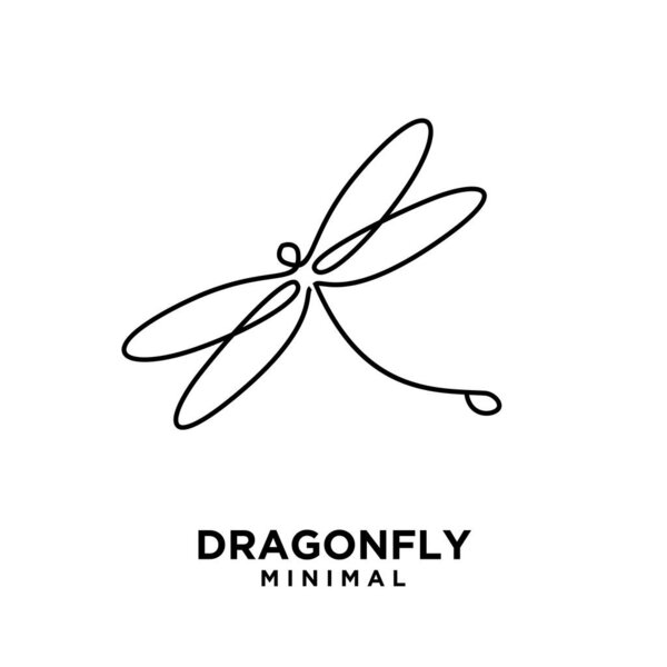 simple luxury beautiful dragonfly line logo icon design illustration flat design isolated background