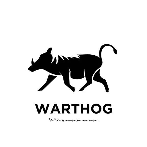 Warthogシンプルなベクトルロゴイラストデザインフラット — ストックベクタ