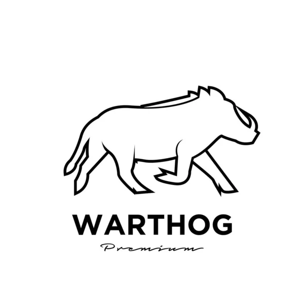 Warthog Línea Simple Vector Logotipo Ilustración Diseño Plano — Vector de stock