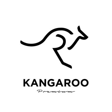 kanguru wallaby çizgisi logo vektör simgesi premium illüstrasyon izole arkaplan