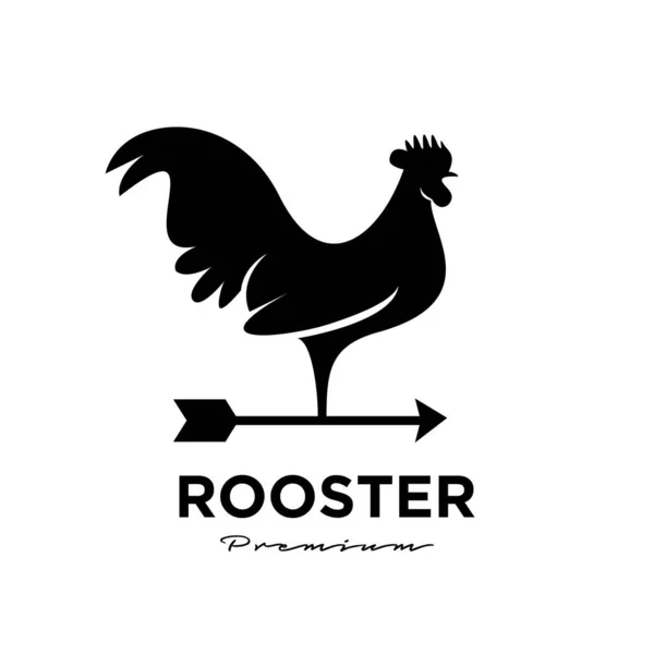 Rooster Weather Vane Icon Logo Design Template Vector Illustration Flat — Stock Vector