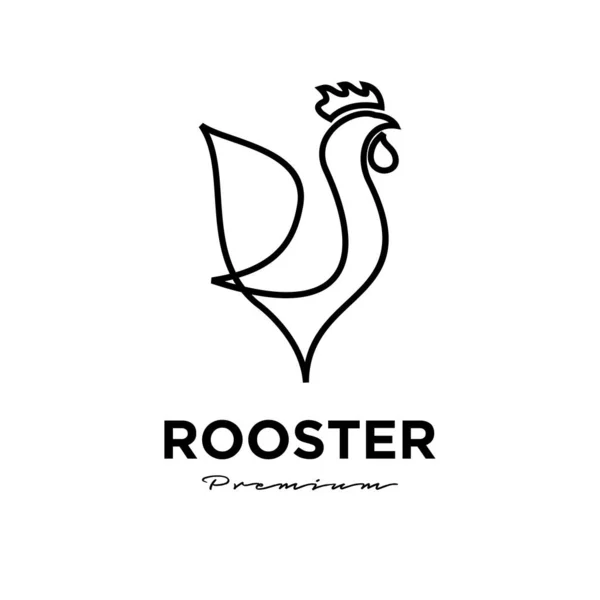 Resumen Rooster Line Icon Logo Design Template Vector Flat Ilustración — Vector de stock