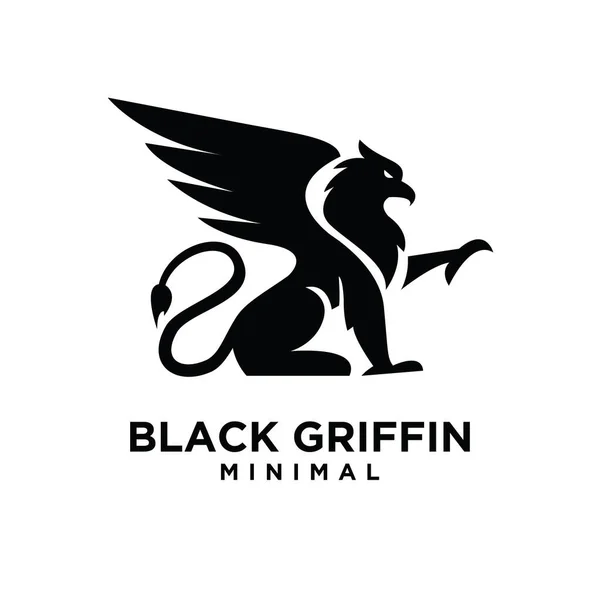 Siyah minimal Griffin Efsanevi Yaratık Amblemi maskotu Vektör Tasarım Logosu düz