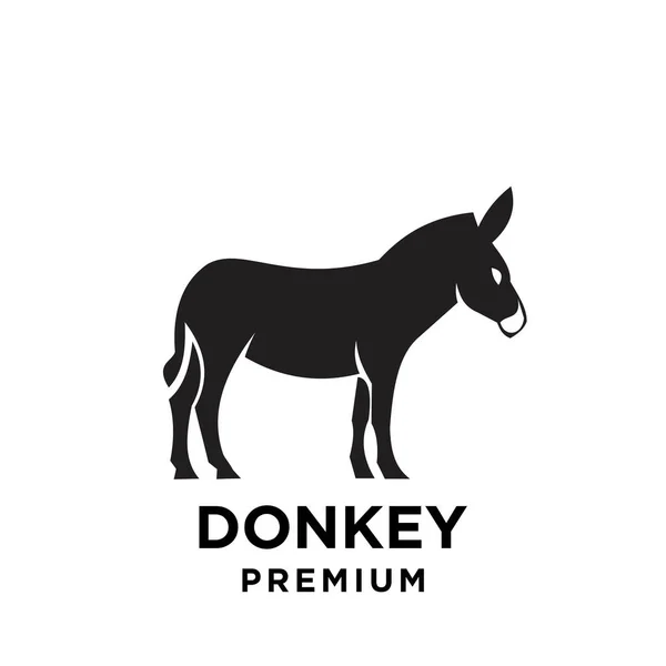 Απλό Μαύρο Donkey Διάνυσμα Λογότυπο Εικονίδιο Πρότυπο Εικονογράφηση Χαρακτήρα Σχέδιο — Διανυσματικό Αρχείο